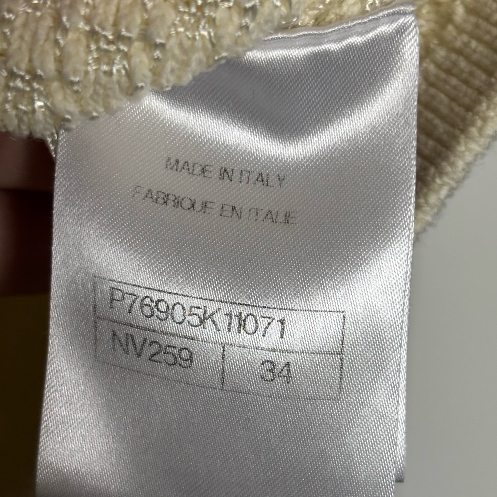 EUC Chanel Ivory Midweight Knit Short Sleeve Jacket with Black Trim size 34 - Picture 5 of 12